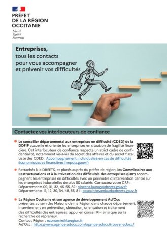 Plaquette contacts accompagnement entreprises